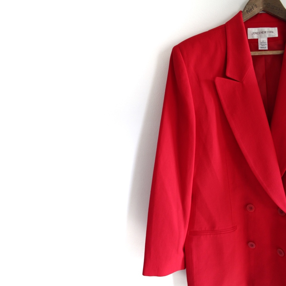 Vintage New Dead Stock Jones New York NWT Red Blazer Suit Jacket 12 - Picture 2 of 7
